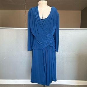 Alex Evenings Dress, Vibrant Blue, size 16